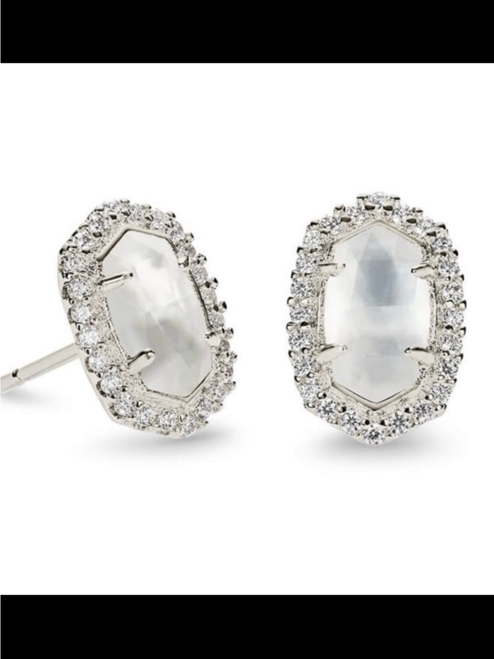 Rare find - Elegant Kendra Scott Cade earrings in silver tone with embellished